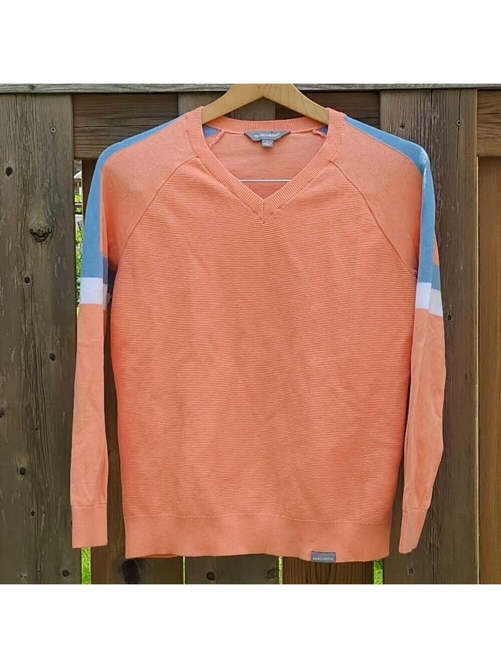 ATTRACTIVE SKECHERS Rollerskating Sweater Women's Size Medium PEACH Arm Stripes